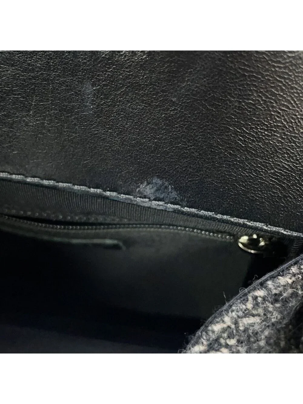 Chanel Shoulder Bag CC Logo Quilted Tweed Black